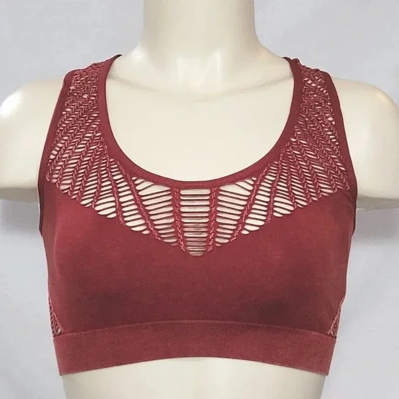 SMALL Xhilaration Seamless Macrame Acid Wash Bralette Scarlet Mystery Red NWT - Picture 1 of 6